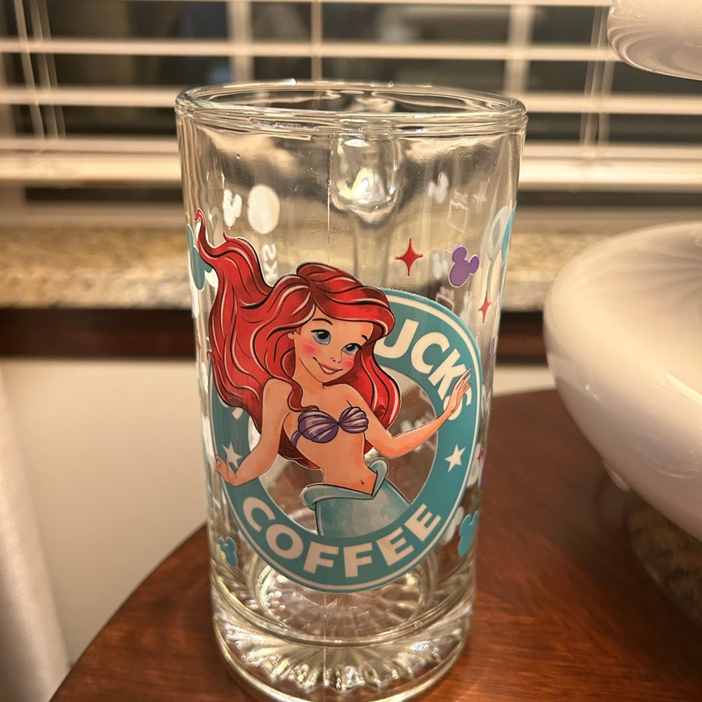 Glass Heavy Sports Mugs with Handles   26.5 oz.( Mermaid)